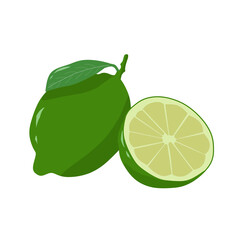 Illustration of whole and sliced lime