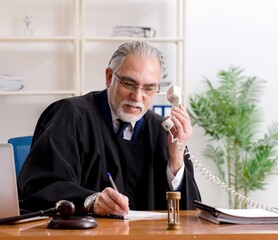 Aged lawyer working in the courthouse