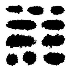 Black Distress Brushes. Grunge Texture. Splash Banner. vector illustration.