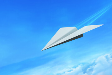 Paper plane on 3d illustration