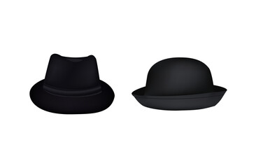 Man's retro hat, Hat vector icon set on white background