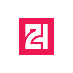 Fototapeta premium Initial ZH logo design, square shape monogram vector