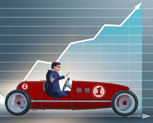 Fototapeta premium Businessman driving car in financial concept