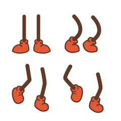 Naklejka premium Comical cartoon legs in action collection. Funny feet in shoes. Mascot character body parts set. Vector illustration isolated on white background.
