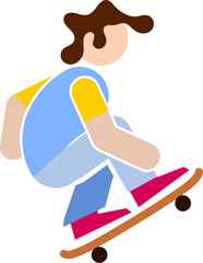 a man playing a skateboard. learn skateboard vector illustration icon. skateboarder.skateboarding