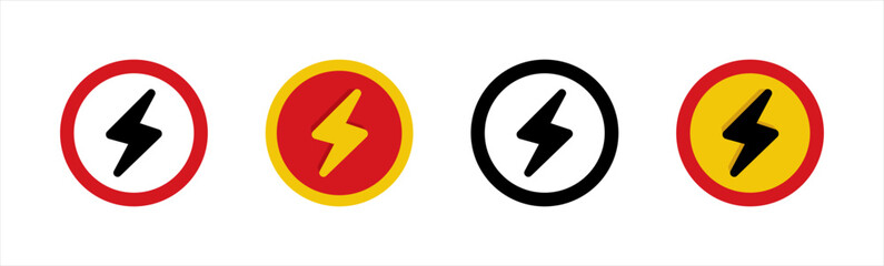 Flash electric icon. voltage symbol. lightning, warning or danger signs, vector illustration