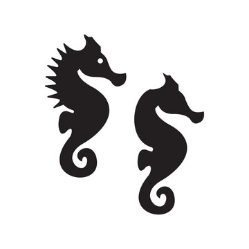 Sea horse set icon vector