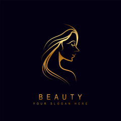 Beauty woman logo design line art style design, beautiful girl head concept logo design. Woman vector illustration.