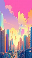 sunset in the city Generative Ai