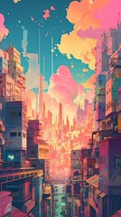 city at sunset Generative Ai