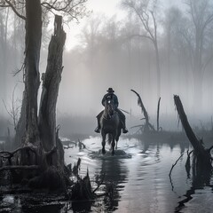 horse on the river Generative Ai