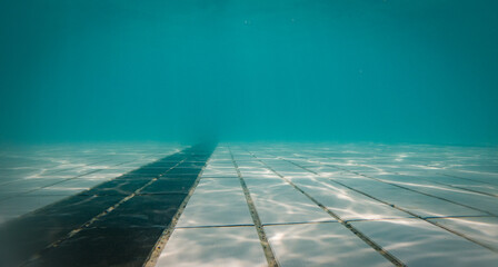 Underwater photo of a tournament swimming pool