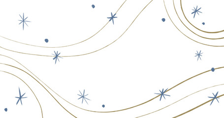 Starry night moon star night sky decorative gold blue ornament illustration art - 583331028