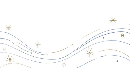 Starry night moon star night sky decorative gold blue ornament illustration art