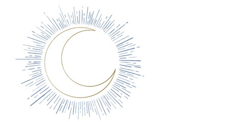 Starry night moon star night sky decorative gold blue ornament illustration art