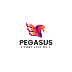 Fototapeta premium Vector Logo Illustration Pegasus Gradient Colorful Style