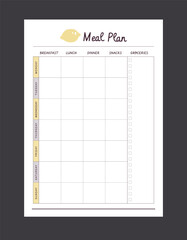 Meal Planner. Plan you food day easily. Vector illustration.