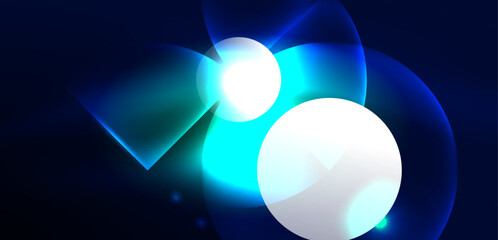 Neon light glowing circles vector abstract background