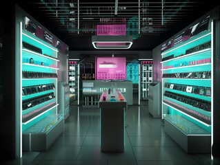  Visualize futuristic shopping experience and edge technology. Generative AI