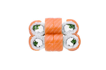 Sushi Rolls, Japanese foods, maki isolated background. Perfect for using in food commercial, menu, poster design. Top view
