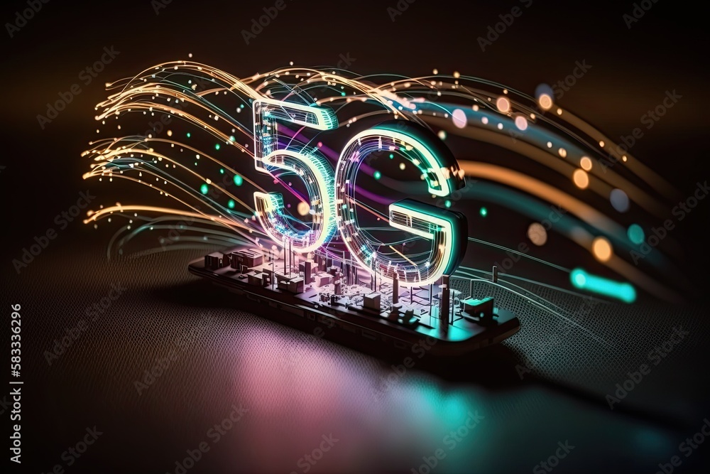 Poster 5g high speed internet technology, digital data transfer. generative ai