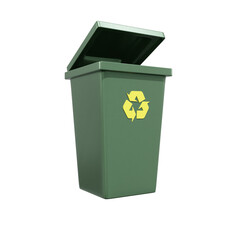 Rubbish bin, trash can 3D illustration, icon, Several View Pack Render, HD, Premium Quality, Alpha Background, PSD Format