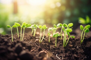 Green young plant sprout growing in the ground Generative AI