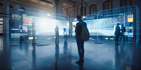 computation technology assistant for convenient life.virtual screen and visualizing network communication.generative ai images