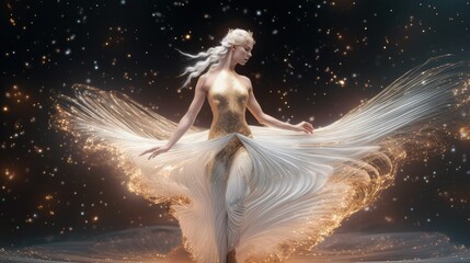 Fierce Warrior with Wings and Golden Jewelry: Anger and Power Personified | High-Quality Stock Photo