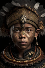 boy, innocent, face, portrait, indonesian, batik ornaments, batik fabrics, java, dayak, papua, tribe, ethnic, cultural heritage, asian, sout east asia, indonesia