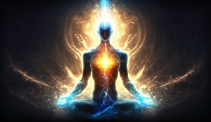 Generative AI
Spirituality, esoteric, meditation, universe meta human god spirit, 
galaxy space background, spiritual image, design, illustration wallpaper, 
yoga, brain waves, brain, chakra, planet, 