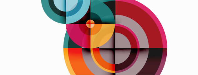 Obraz premium Circles with shadows trendy minimal geometric composition abstract background