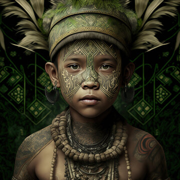 boy, innocent, face, portrait, indonesian, batik ornaments, batik fabrics, java, dayak, papua, tribe, ethnic, cultural heritage, asian, sout east asia, indonesia