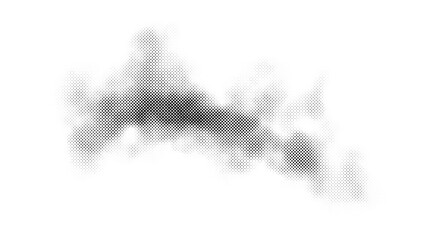Halftone smoke texture. Black and white dotted fog background. Comic style cloud design element. Monochrome grunge abstract wallpaper. Vector  © vika_k