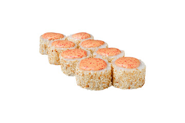 Sushi Rolls, Japanese foods, maki isolated background. Perfect for using in food commercial, menu, poster design. 	