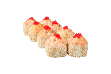 Sushi Rolls, Japanese foods, maki isolated background. Perfect for using in food commercial, menu, poster design. 	