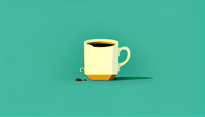 coffee mug, minimalistic flat design illustration, Generative AI
