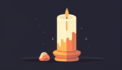 candle, minimalistic flat design illustration, Generative AI