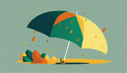 umbrella, minimalistic flat design illustration, Generative AI