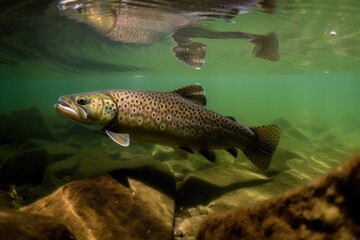 Fototapeta premium Wild Trout Underwater Generative AI