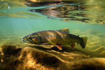Fototapeta premium Wild Trout Underwater Generative AI