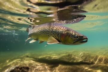 Naklejka premium Wild Trout Underwater Generative AI
