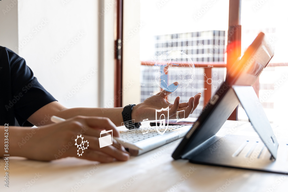 Poster digital transformation change management, internet of things. new technology big data and business p