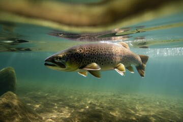 Fototapeta premium Wild Trout Underwater Generative AI