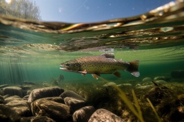 Fototapeta premium Wild Trout Underwater Generative AI