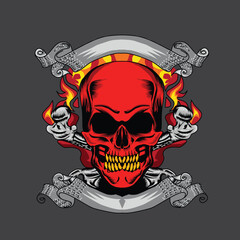set of skull logo. icon, isolated on black background