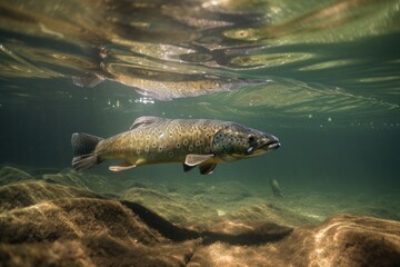 Fototapeta premium Wild Trout Underwater Generative AI
