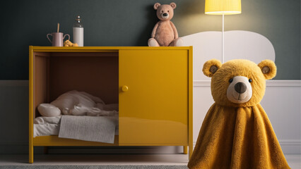teddy bears in a room kids by generative ai