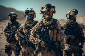 Fototapeta premium Soldiers in the desert