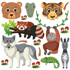Set of mix animal character